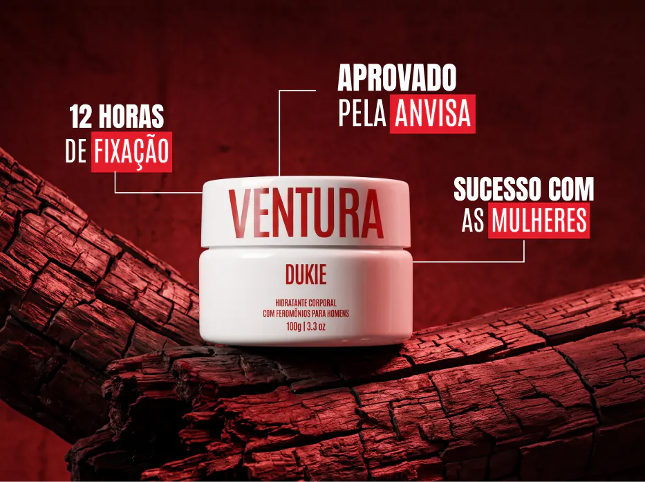 Dukie Ventura — hidratante corporal com feromônios, garantia de 7 dias